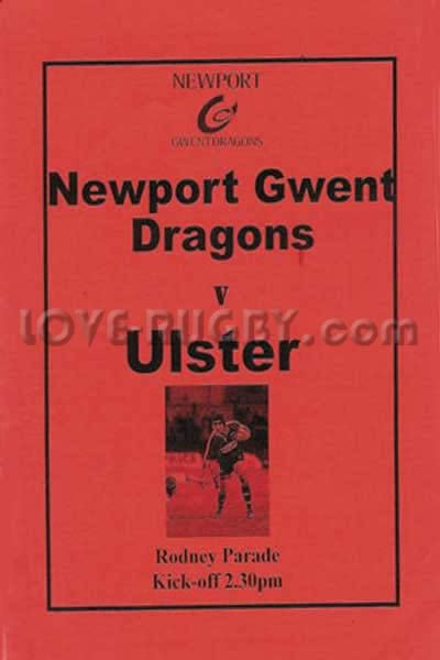 2004 Newport Gwent Dragons v Ulster  Rugby Programme